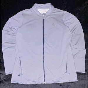 Peter Millar Katy Striped Full Zip Performance Golf Jacket Women’s L Navy White